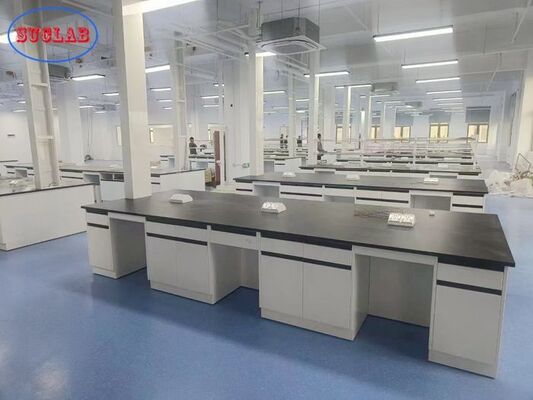 China Epoxy Resin Worktop Chemistry Lab Bench With Black Colour Embedded Handle supplier