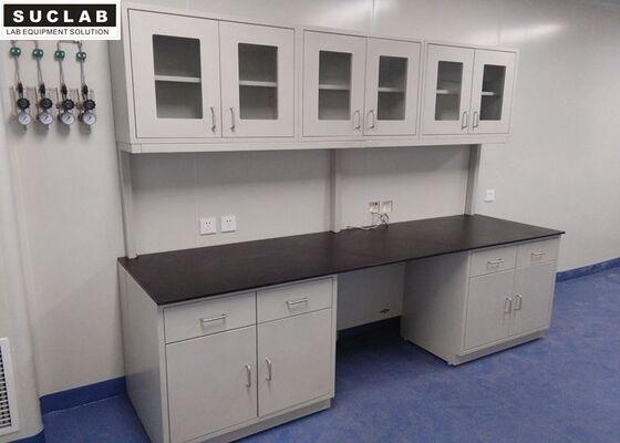 China Alkali Proof Lab Systems Furniture Wall Bench 1.2 Mm Thick Steel Body And Cabinet supplier
