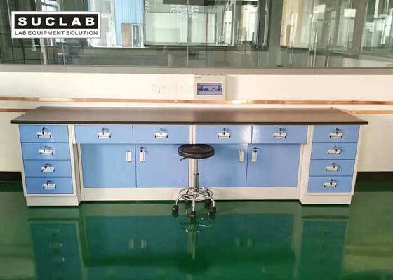 China 15mm Black Marble Worktop Steel Made Lab Side Workstation With Concave Cabinets supplier