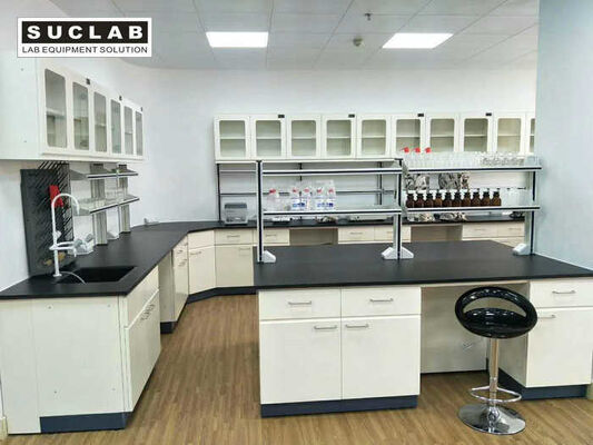 China Chemistry Lab Bench With Off White Wall Cabinet For Testing Center Usage supplier
