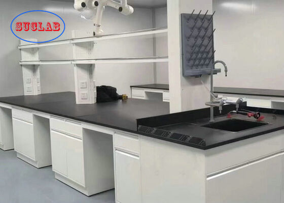 China White Colour Floor Type Lab Work Bench With Phenolic Resin Countertop supplier