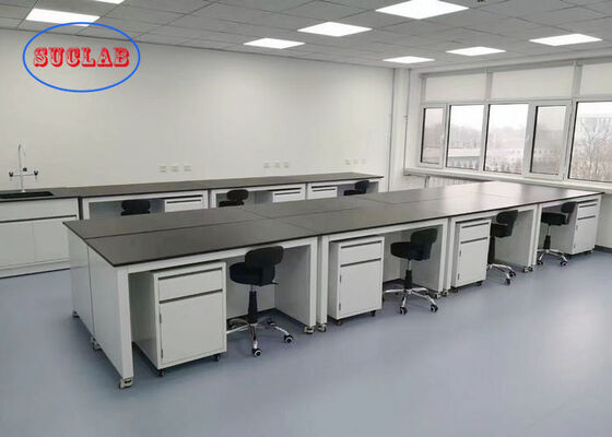 China Black Colour Epoxy Resin Worktop Laboratory Equipment Instrument Lab Table With Mobile Cabinet supplier