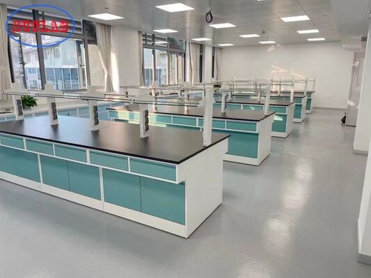 Steel Structure Lab Tables With Embeded Cabinet In Chemistry Laboratory supplier