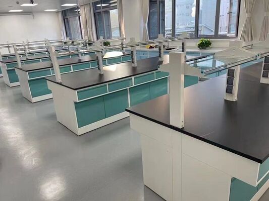 Steel Structure Lab Tables With Embeded Cabinet In Chemistry Laboratory supplier