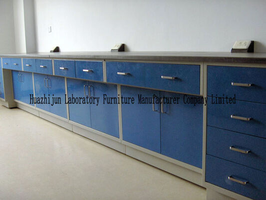 3000*750*850mm Steel Lab Furniture , Lab Bench Table Wall Workbench supplier