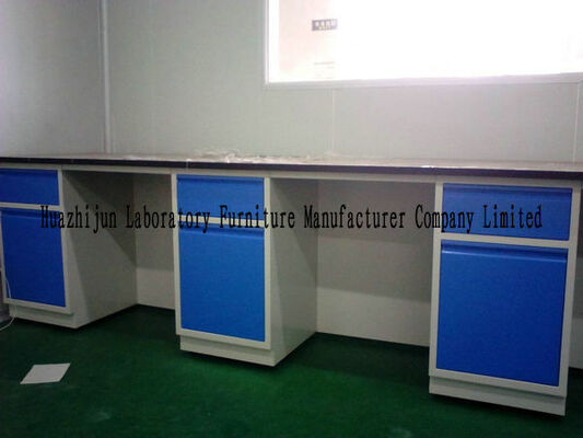 Blue All Steel Laboratory Work Benches With Sink PP Pegboard / Adjustable Feet supplier