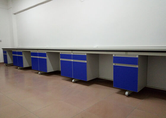 Square Steel And Wood Science Lab Benches , Laboratory Wall Bench For School / Hospital supplier
