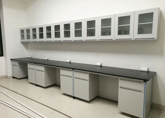 Square Steel And Wood Science Lab Benches , Laboratory Wall Bench For School / Hospital supplier