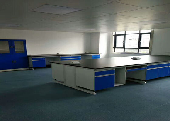 Wood Chemical Resistant Lab Tables , Laboratory Work Benches With Reagent Shelf supplier