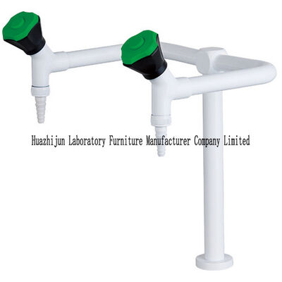 Double Outlet Laboratory Fittings Faucet Deck Mounted Epoxy Coated Acid Resistant supplier