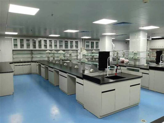 White Colour Worktop Steel Made Lab Island Bench With Storage Cabinet For Laboratory Use supplier