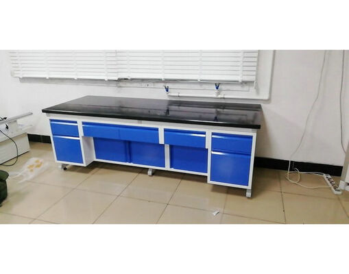 15mm Black Marble Worktop Steel Made Lab Side Workstation With Concave Cabinets supplier