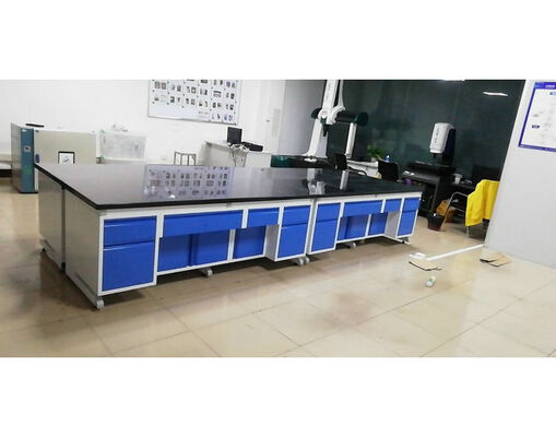 15mm Black Marble Worktop Steel Made Lab Side Workstation With Concave Cabinets supplier