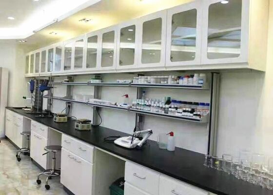 Chemistry Lab Bench With Off White Wall Cabinet For Testing Center Usage supplier