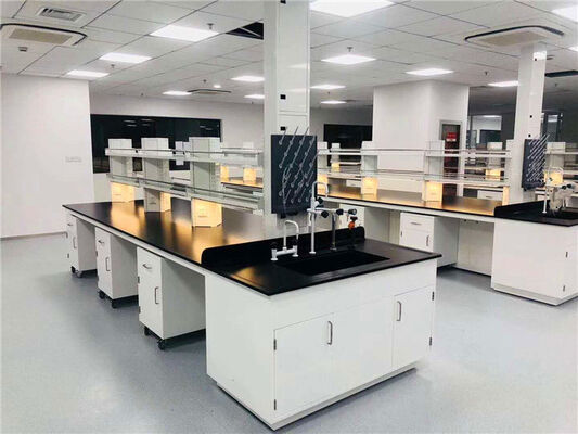 Green Colour Base Cabinet Laboratory Central Workstation With Reagent Shelves,PP Sink supplier