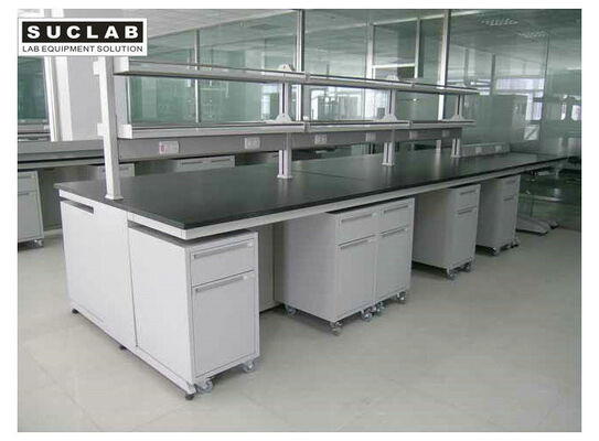 H-frame Lab Island Casework With Movable Cabinet,Lab Table Furniture For School Usage supplier