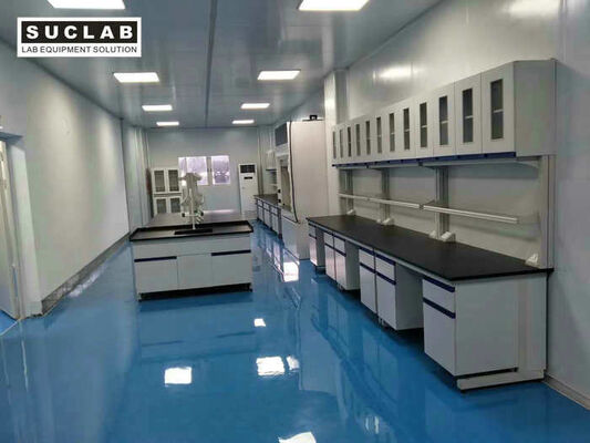 Steel Tube Wood Cabinet Made Laboratory Workbench With Wall Cabinet supplier