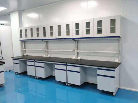 Steel Tube Wood Cabinet Made Laboratory Workbench With Wall Cabinet supplier