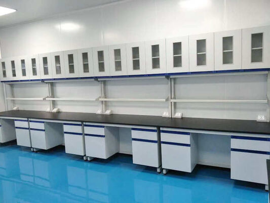 Steel Tube Wood Cabinet Made Laboratory Workbench With Wall Cabinet supplier