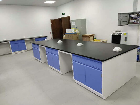 Blue Cabinet Chemical Lab Tables 16mm Epoxy Resin Worktop Laboratory Furniture supplier