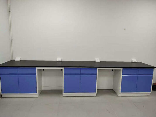Blue Cabinet Chemical Lab Tables 16mm Epoxy Resin Worktop Laboratory Furniture supplier