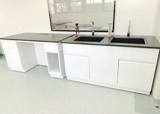 Phenolic Resin Worktop Lab Furniture Series White Steel Cabinet Chemical Lab Benches supplier