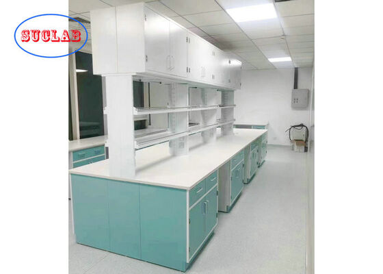 Light Blue Colour Base Cabient Steel Made Laboratory Island Bench With 19mm Epoxy Resin Worktop supplier