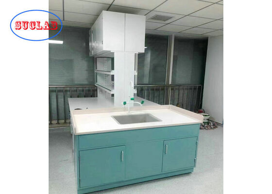 Light Blue Colour Base Cabient Steel Made Laboratory Island Bench With 19mm Epoxy Resin Worktop supplier
