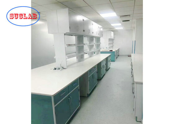 Light Blue Colour Base Cabient Steel Made Laboratory Island Bench With 19mm Epoxy Resin Worktop supplier