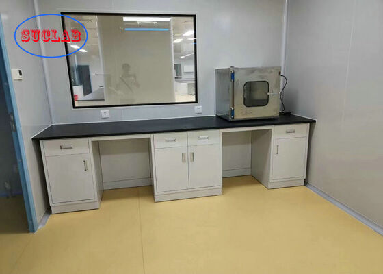 Gray White Colour Floor Type Cabient Laboratory Workbench With Phenolic Resin Worktop supplier