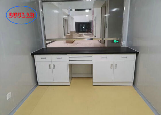 Gray White Colour Floor Type Cabient Laboratory Workbench With Phenolic Resin Worktop supplier