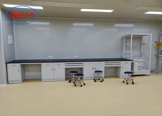 Gray White Colour Floor Type Cabient Laboratory Workbench With Phenolic Resin Worktop supplier