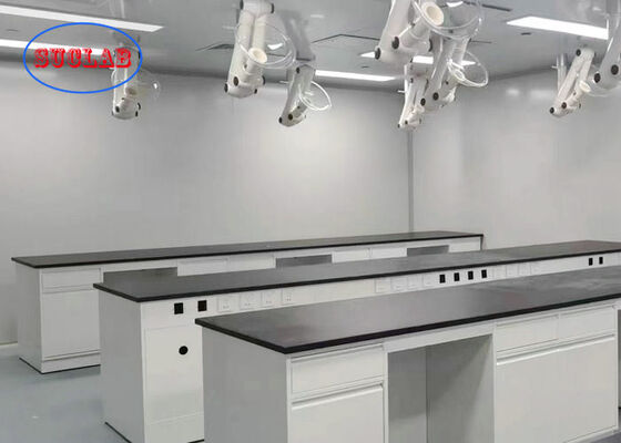 White Colour Floor Type Lab Work Bench With Phenolic Resin Countertop supplier