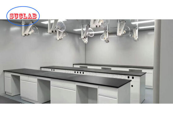 White Colour Floor Type Lab Work Bench With Phenolic Resin Countertop supplier