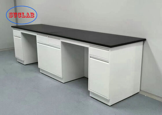 White Colour Floor Type Lab Work Bench With Phenolic Resin Countertop supplier
