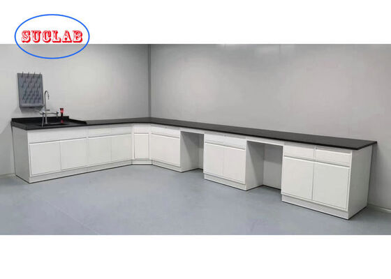 White Colour Floor Type Lab Work Bench With Phenolic Resin Countertop supplier