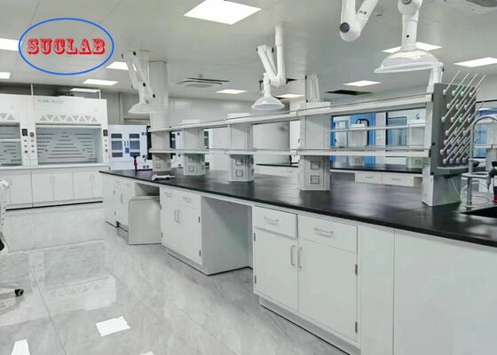 Epoxy Resin Benchtop White Colour Science Laboratory Furniture With Functional Column supplier