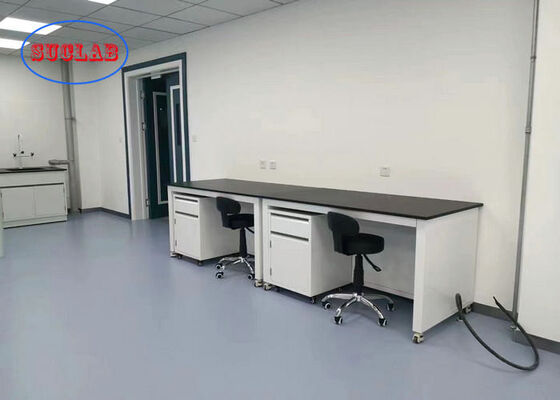 Black Colour Epoxy Resin Worktop Laboratory Equipment Instrument Lab Table With Mobile Cabinet supplier